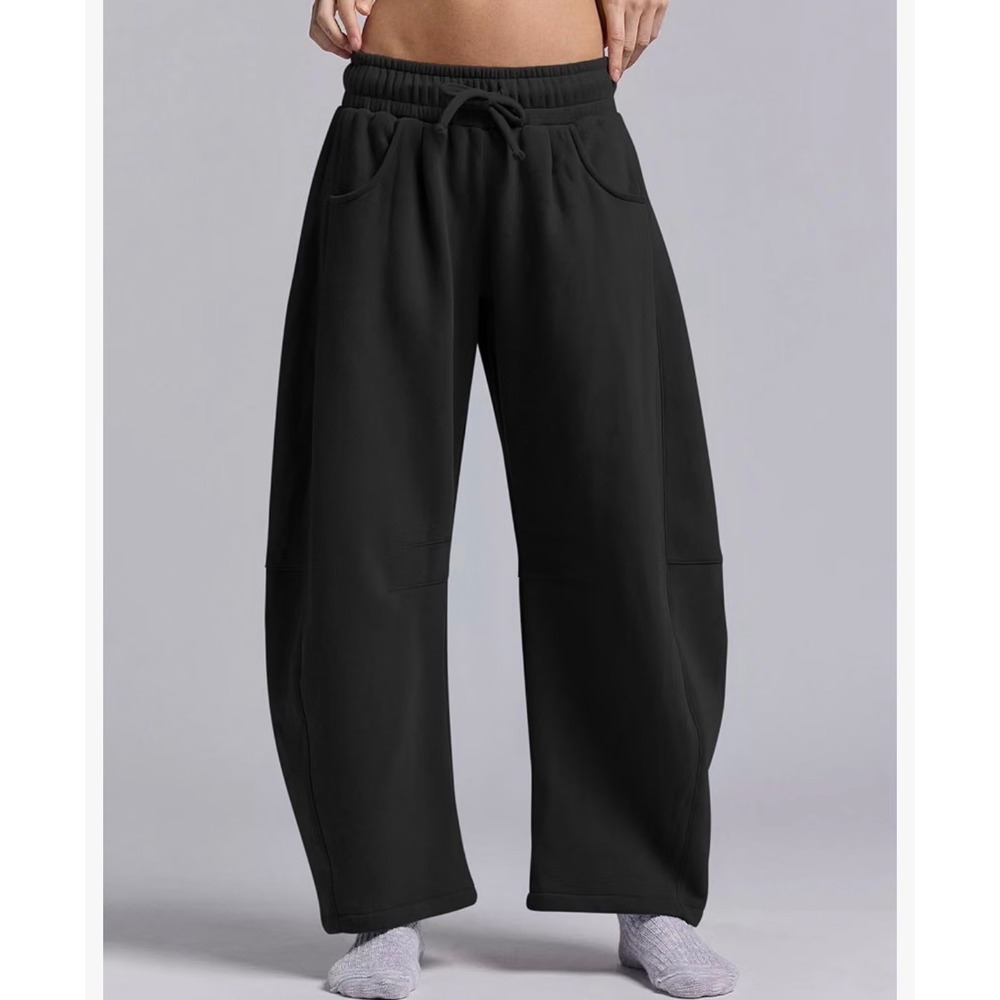 Fashion Clothing Black Wide Leg Barrel Sweatpants DH-4-1181 Womens Medium NWT